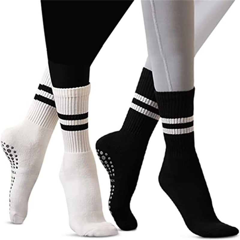 Flydo Store Pilates Grippy Socks with Grips for Women Yoga Non Slip Long Socks for Pure Barre, Ballet,Dance Workout 2-5 Pack - Image 1